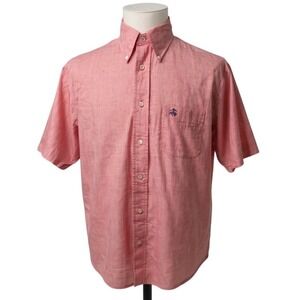 Brooks Brothers 346 Mens LARGE Pink Short Sleeve Button Down Shirt Regular Fit
